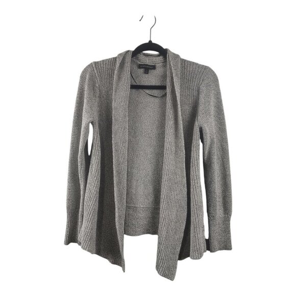 Women's Banana Republic Heather Gray Knit Cardigan Leather Side Zip Size Small - Picture 1 of 5